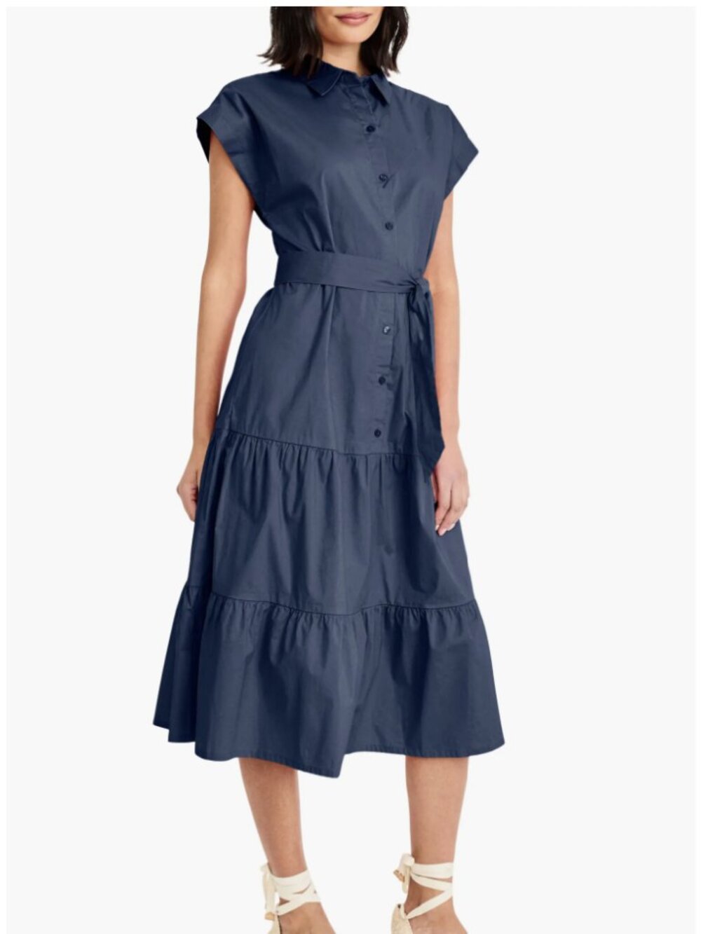Maggy London Tie Waist Stretch Cotton Shirtdress Size 4 NWT
